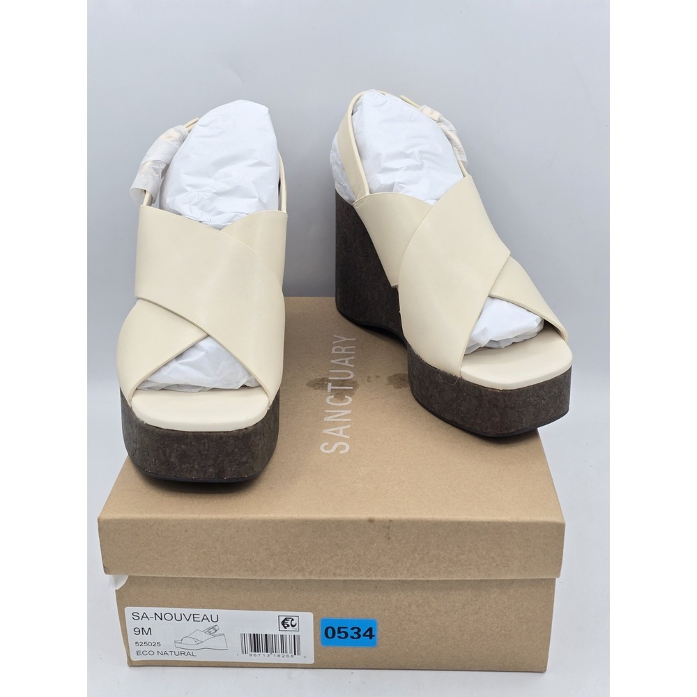 Sanctuary Women's Nouveau Wedge Platform - Eco Natural Beige Sz 9 M NIB